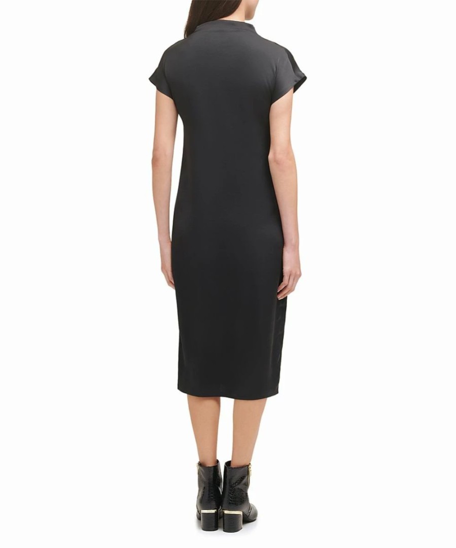 Clothing | * Outlet Dkny Black Mock Neck Midi Dress Women