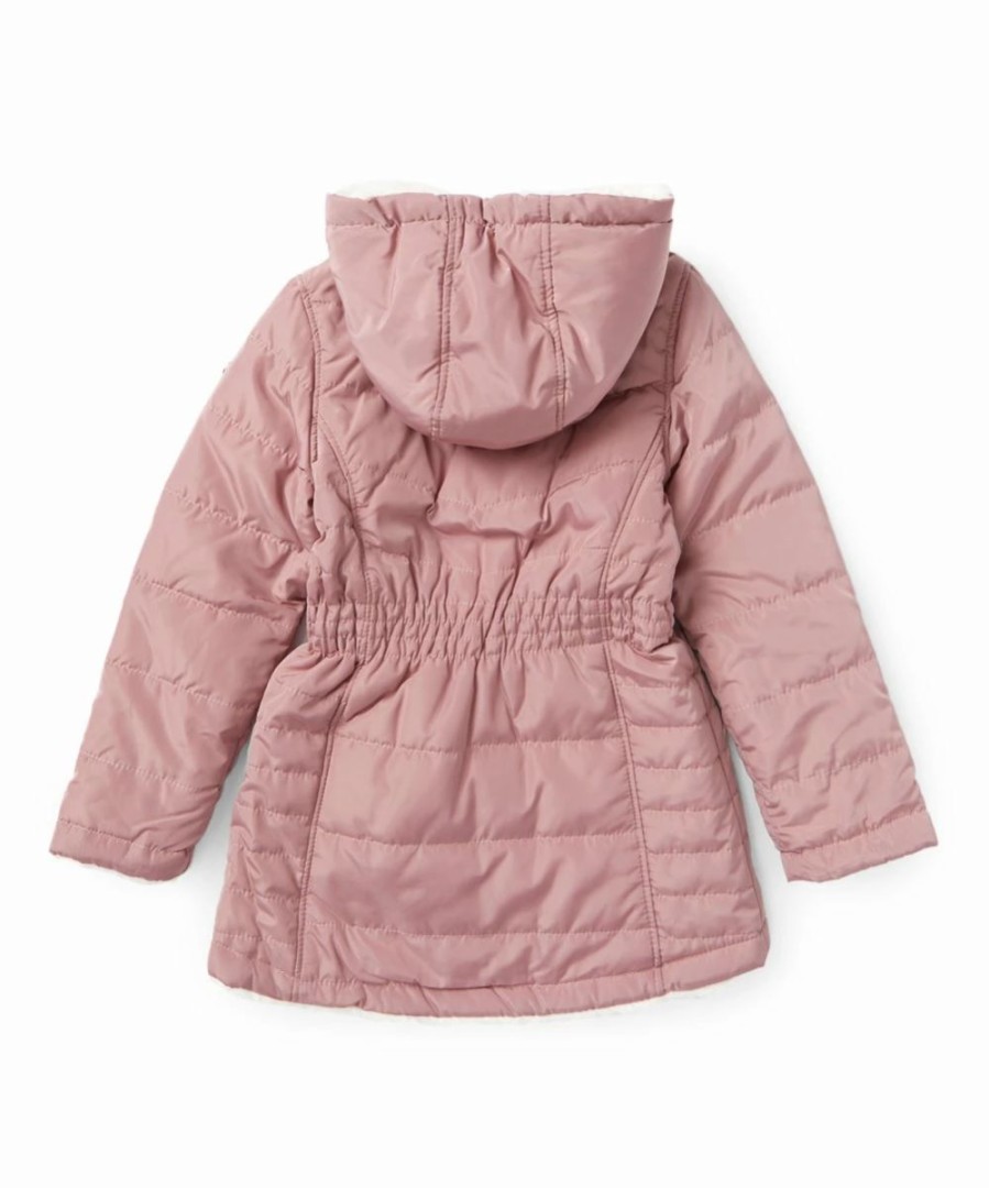 Clothing | * Coupon Dkny Dark Dusty Rose & Cream Reversible Puffy Jacket Girls For Kids