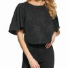 Clothing | * Hot Sale Dkny Black Floral Flutter-Sleeve Crop Top Women