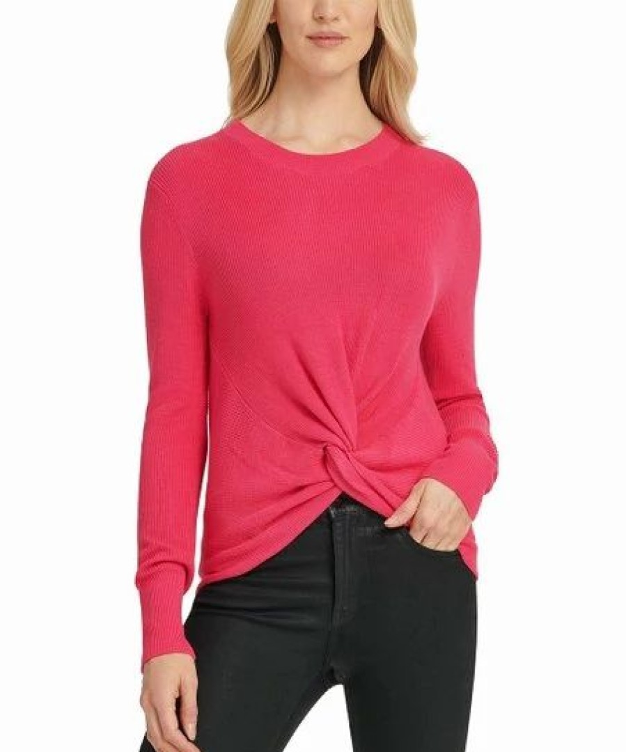 Clothing | * Brand New Dkny Medium Pink Ribbed Twist-Hem Sweater Women