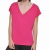 Clothing | * Discount Dkny Power Pink Stud-Trim Cap-Sleeve V-Neck Top Women