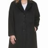 Clothing | * Best Sale Dkny Black Melton Wool-Blend Button-Up Coat Plus For Women