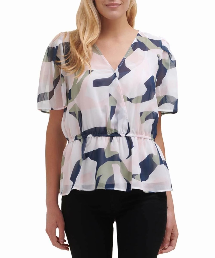 Other | * Best Pirce Dkny Ivory & Herb Camo Surplice Peplum Top Women For Other