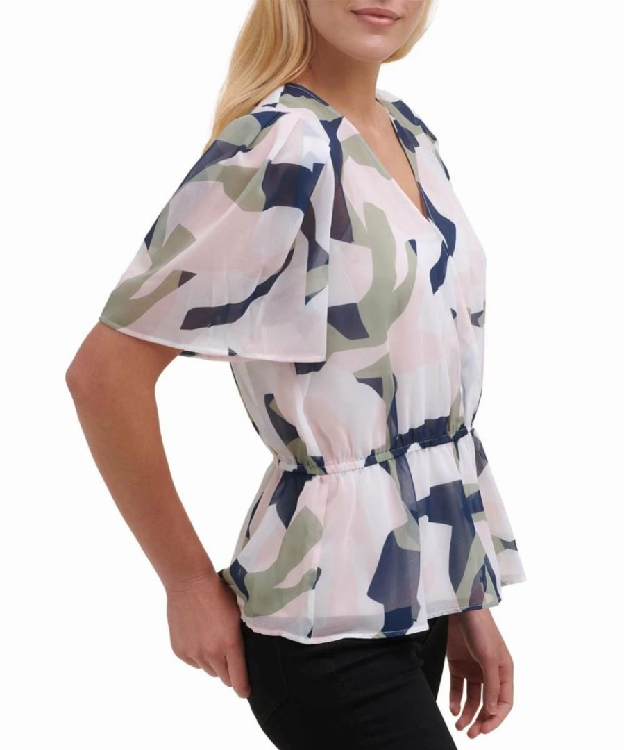 Other | * Best Pirce Dkny Ivory & Herb Camo Surplice Peplum Top Women For Other