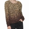 Clothing | * Buy Dkny Sesame & Black Leopard Ombre Crewneck Sweater Women