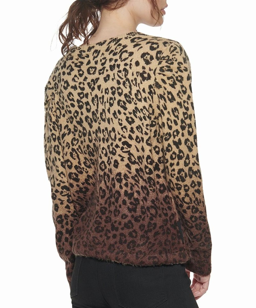 Clothing | * Buy Dkny Sesame & Black Leopard Ombre Crewneck Sweater Women