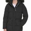 Clothing | * Best Sale Dkny Black Faux Fur-Trim Drawstring-Waist Puffer Coat Petite For Women