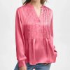 Clothing | * Promo Dkny Bouquet Pleated Button-Front Satin Top Women