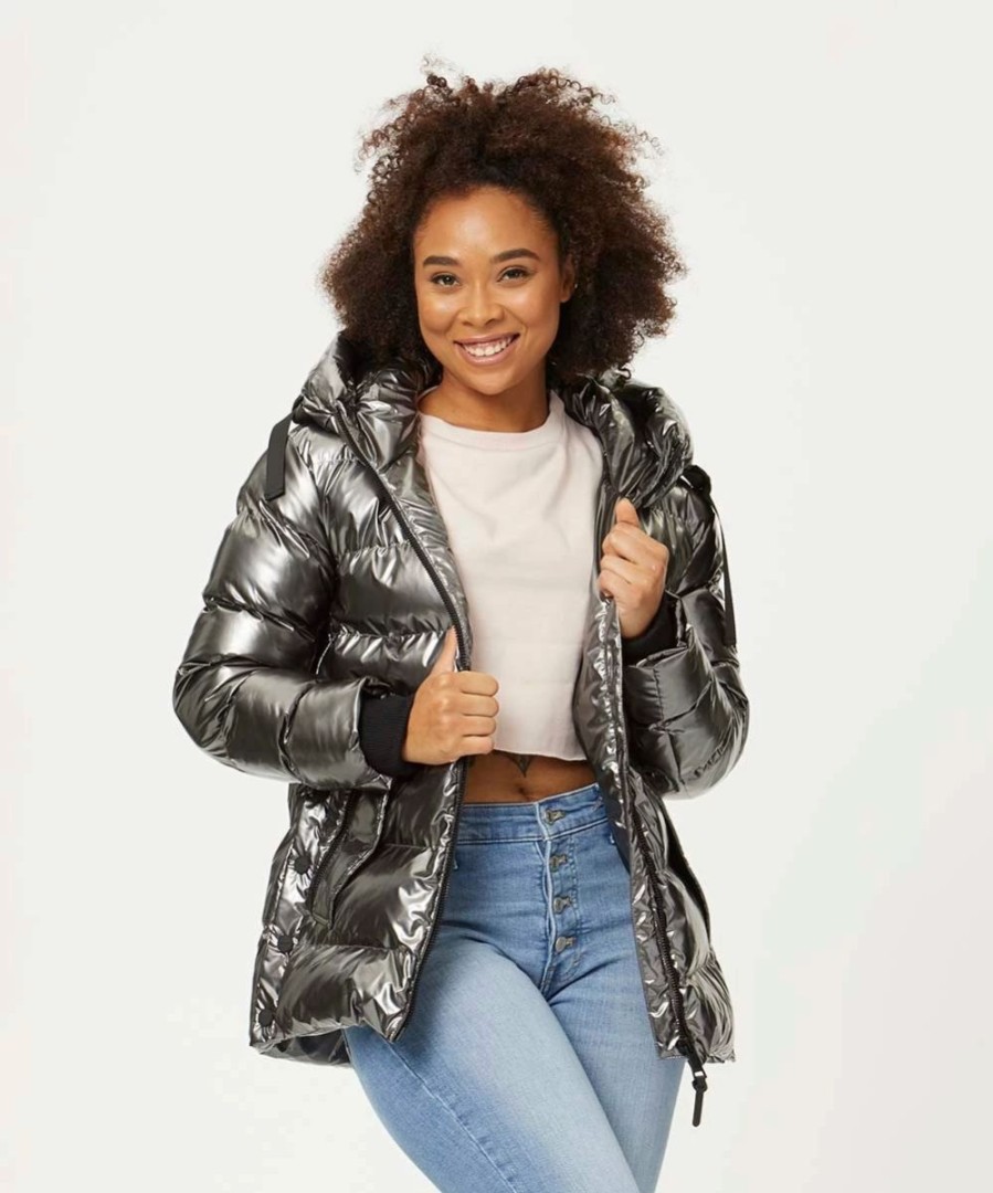 Clothing | * Cheapest Dkny Gunmetal Hooded Puffer Coat Women