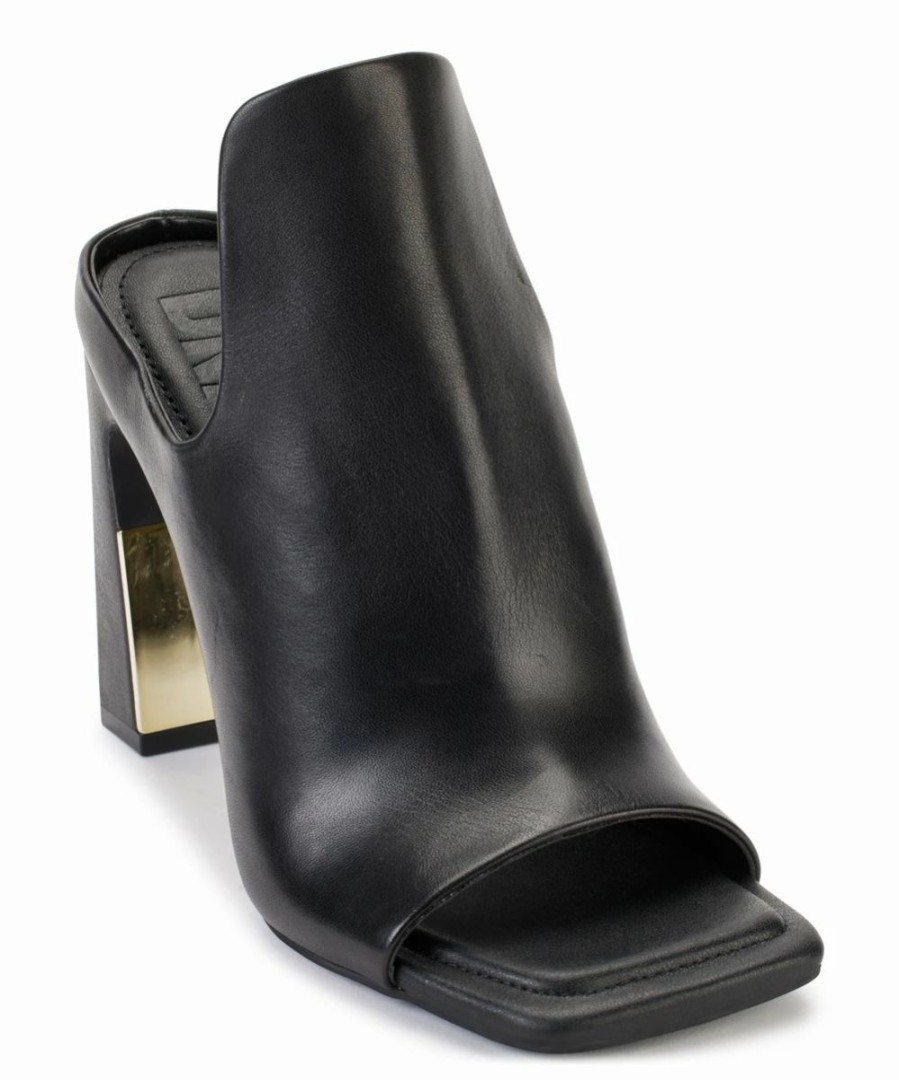 Shoes | * Hot Sale Dkny Black Ritzy Leather Peep-Toe Heeled Sandal Women