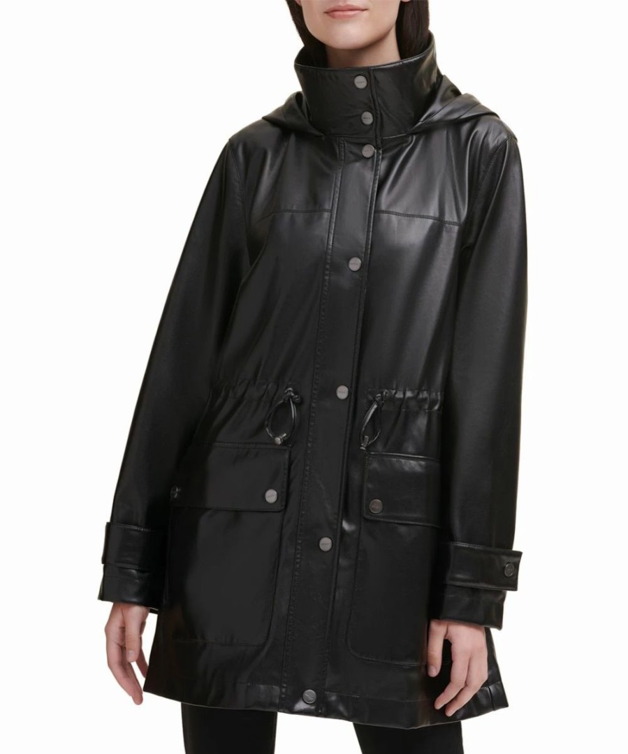 Clothing | * Best Sale Dkny Black Button-Up Anorak Women