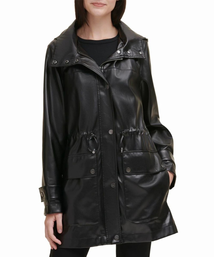 Clothing | * Best Sale Dkny Black Button-Up Anorak Women