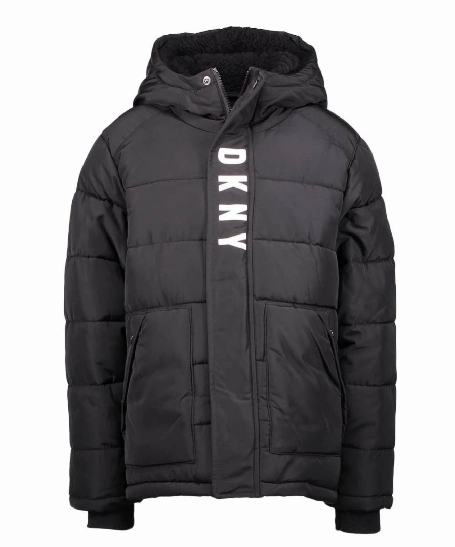 Clothing | * Best Sale Dkny Black Logo Tape Puffer Jacket Boys For Kids