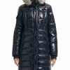 Clothing | * Outlet Dkny Navy Faux Fur-Trim Hooded Button-Up Puffer Coat Women & Juniors