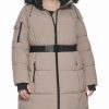 Clothing | * Best Pirce Dkny Thistle Beige & Black Belted Puffer Coat Plus For Women