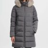 Clothing | * Budget Dkny Charcoal & Gray Furry-Trim Hooded Puffer Coat Petite For Women