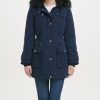 Clothing | * Discount Dkny Navy Faux Fur-Trim Micro-Twill Hooded Parka Women & Juniors