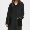 Clothing | * New Dkny Black Furry-Pocket Wool-Blend Coat Petite & Plus For Women