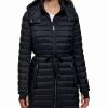 Clothing | * Top 10 Dkny Black Cuff-Accent Belted Packable Puffer Coat Women