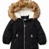 Clothing | * Outlet Dkny Black Faux Fur-Lined Puffer Jacket Girls For Kids