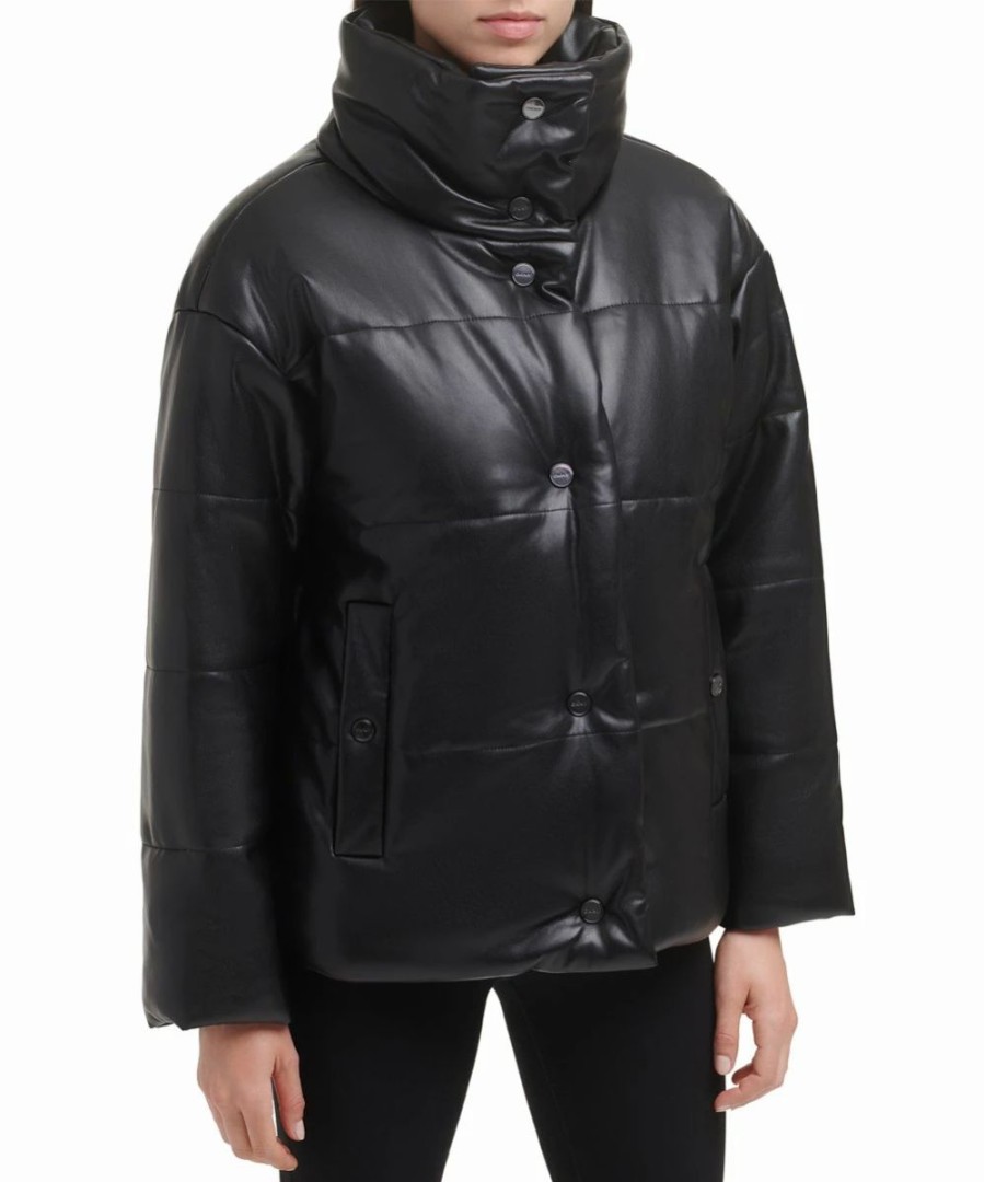 Clothing | * Best Pirce Dkny Black Button-Up Puffer Jacket Women & Juniors