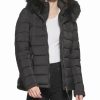 Clothing | * Best Sale Dkny Black Faux Fur-Trim Fitted Puffer Jacket Women & Juniors