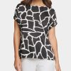 Clothing | * Flash Sale Dkny Black & White Abstract Short-Sleeve Boatneck Top Women