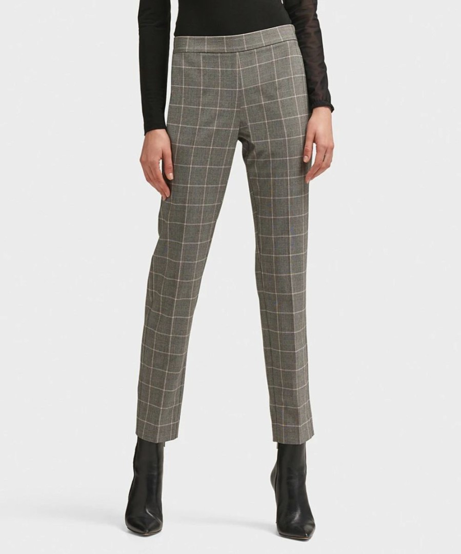 Clothing | * Buy Dkny Gray & Cream Grid Straight-Leg Pants Women