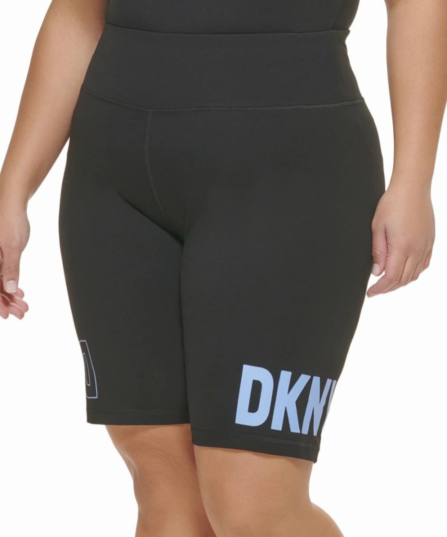 Clothing | * Best Reviews Of Dkny Sport Black & Hydrangea Flip Reflect Logo High-Waist Bike Shorts Plus For Women