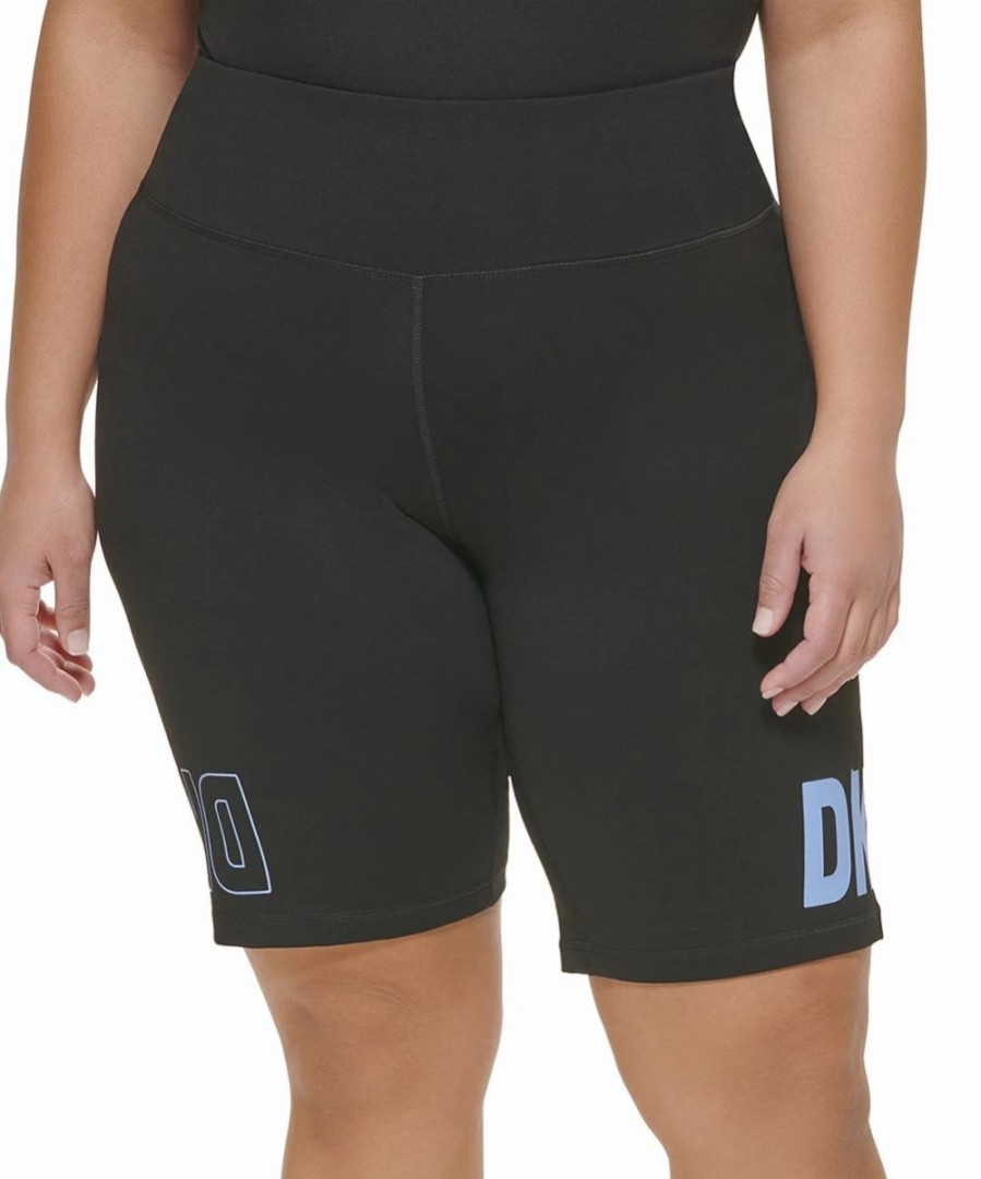 Clothing | * Best Reviews Of Dkny Sport Black & Hydrangea Flip Reflect Logo High-Waist Bike Shorts Plus For Women