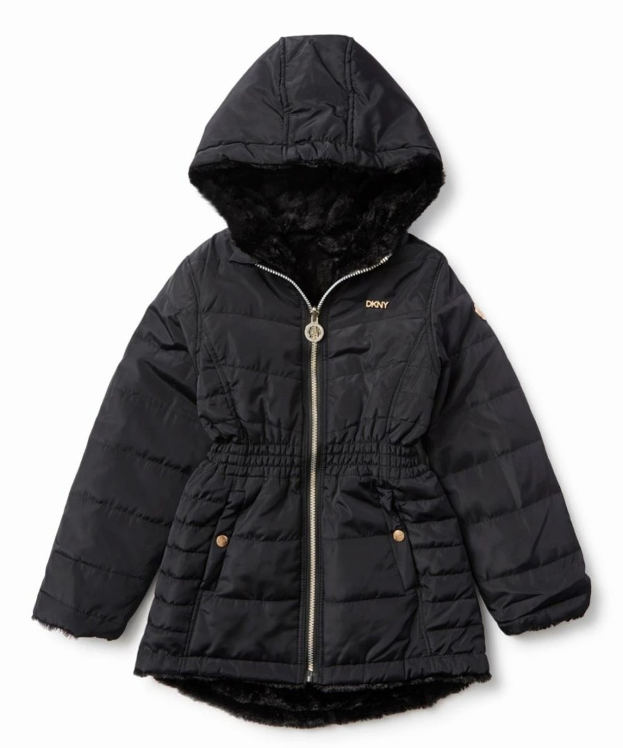 Clothing | * Best Pirce Dkny Black Reversible Puffy Jacket Girls For Kids