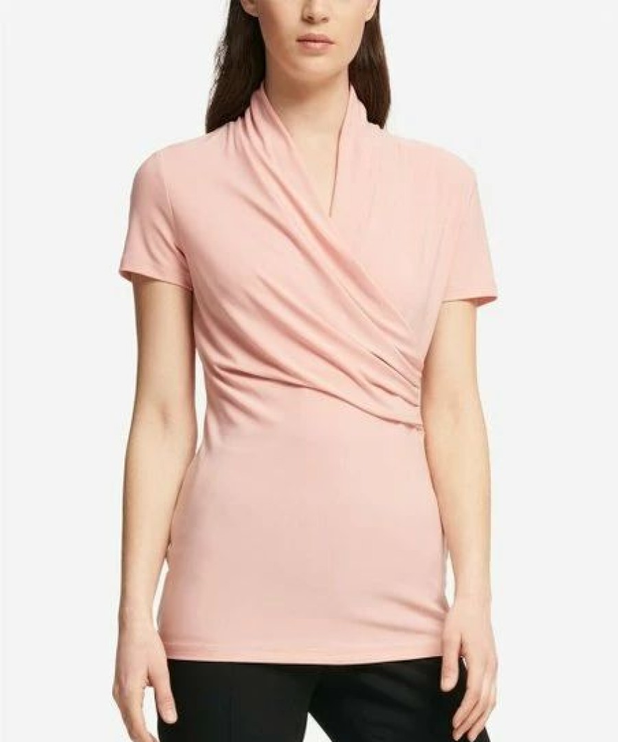 Clothing | * Deals Dkny Dusty Rose Ruched Wrap Top Women