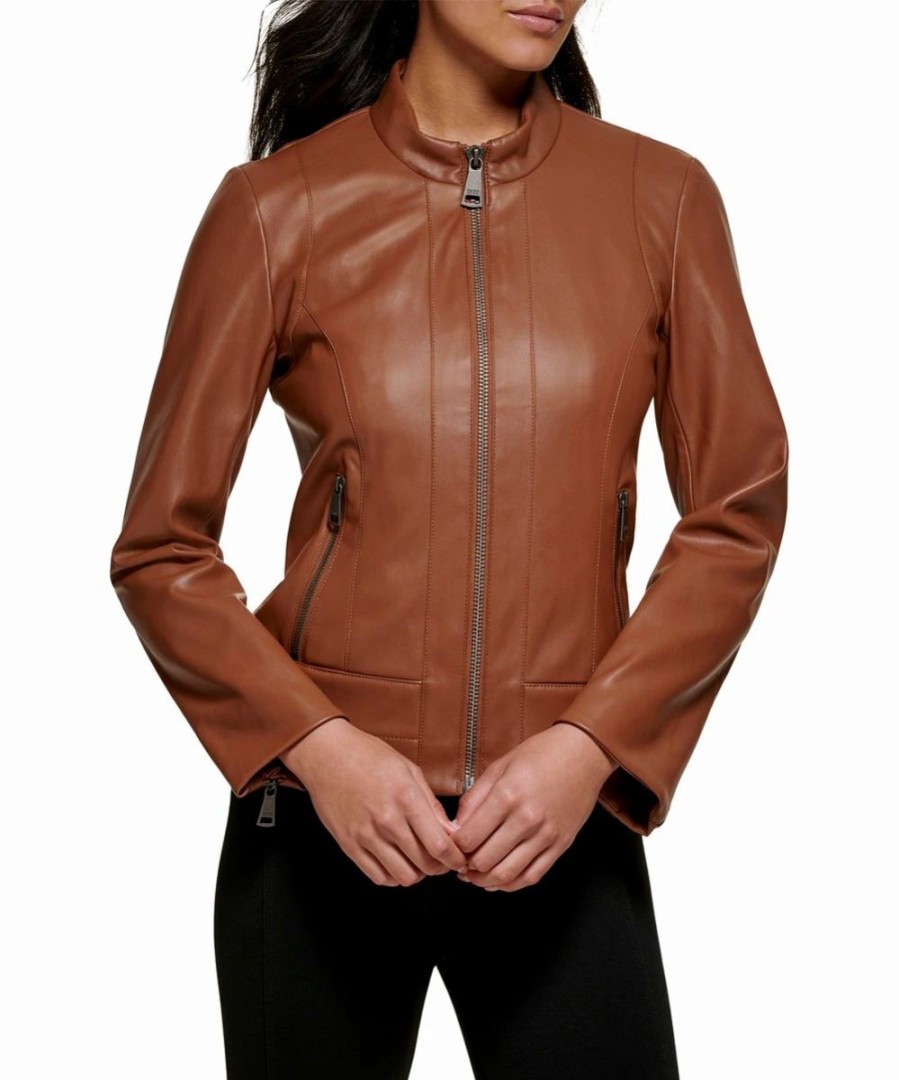 Clothing | * Promo Dkny Cognac Zip-Front Jacket Women