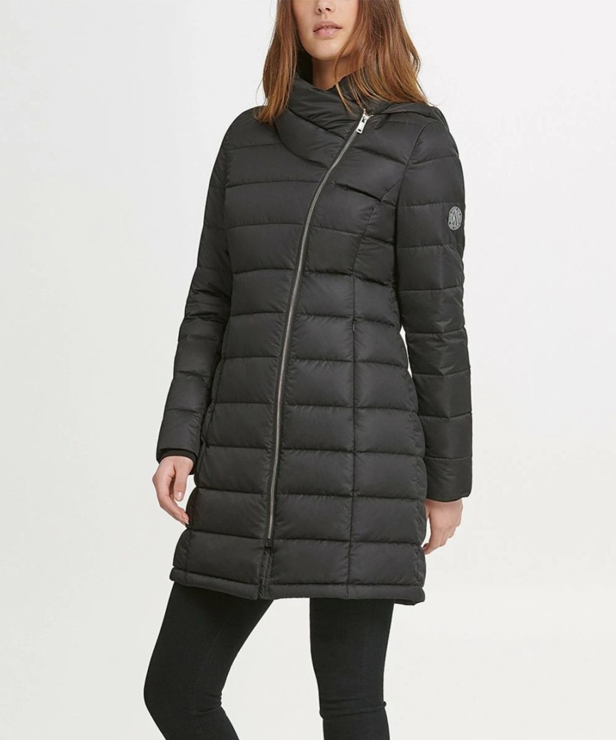 Clothing | * Cheapest Dkny Black Asymmetrical Hooded Puffer Coat Women