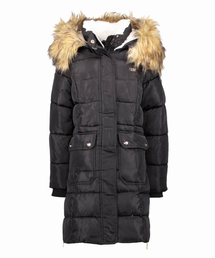 Clothing | * Best Sale Dkny Black Long Puffer Coat Girls For Kids