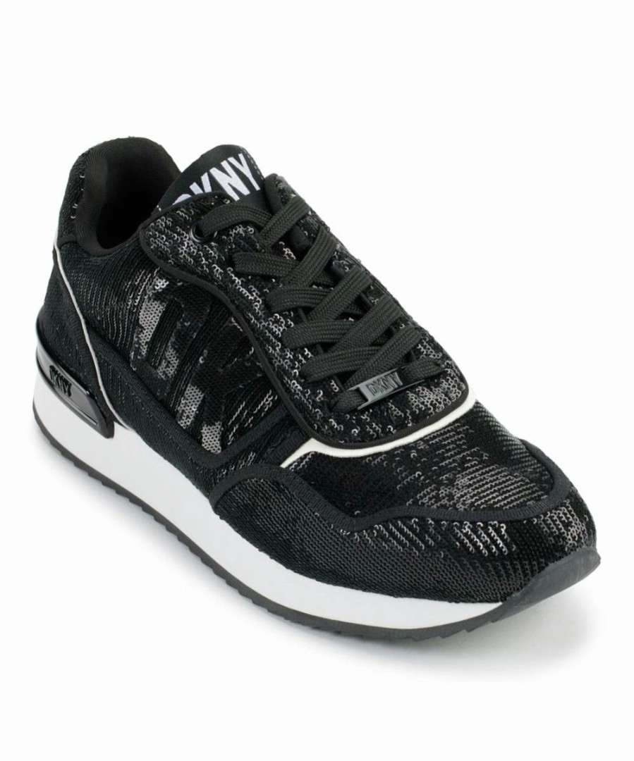 Shoes | * Hot Sale Dkny Black White Sequin Mabyn Lace-Up Sneaker Women