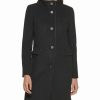 Clothing | * Best Deal Dkny Black Mock Neck Wool-Blend Button-Up Coat Women & Juniors