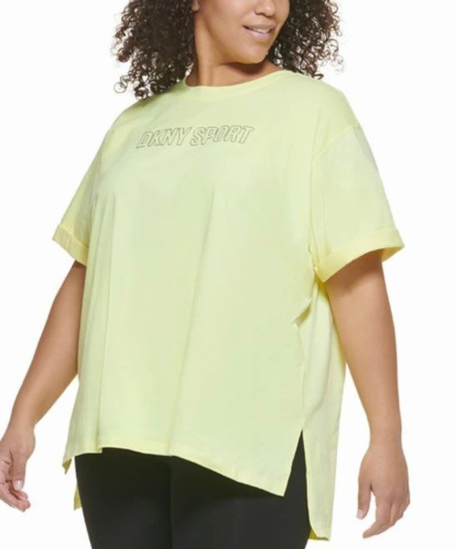 Clothing | * Top 10 Dkny Sport Lemon Tart Metallic Logo Short-Sleeve Crewneck Tee Plus For Women