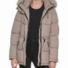 Clothing | * Buy Dkny Thistle Beige Faux Fur-Trim Drawstring-Waist Puffer Coat Petite For Women