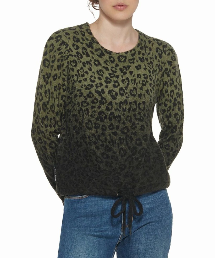 Clothing | * Top 10 Dkny Olivine & Black Leopard Ombre Crewneck Sweater Women