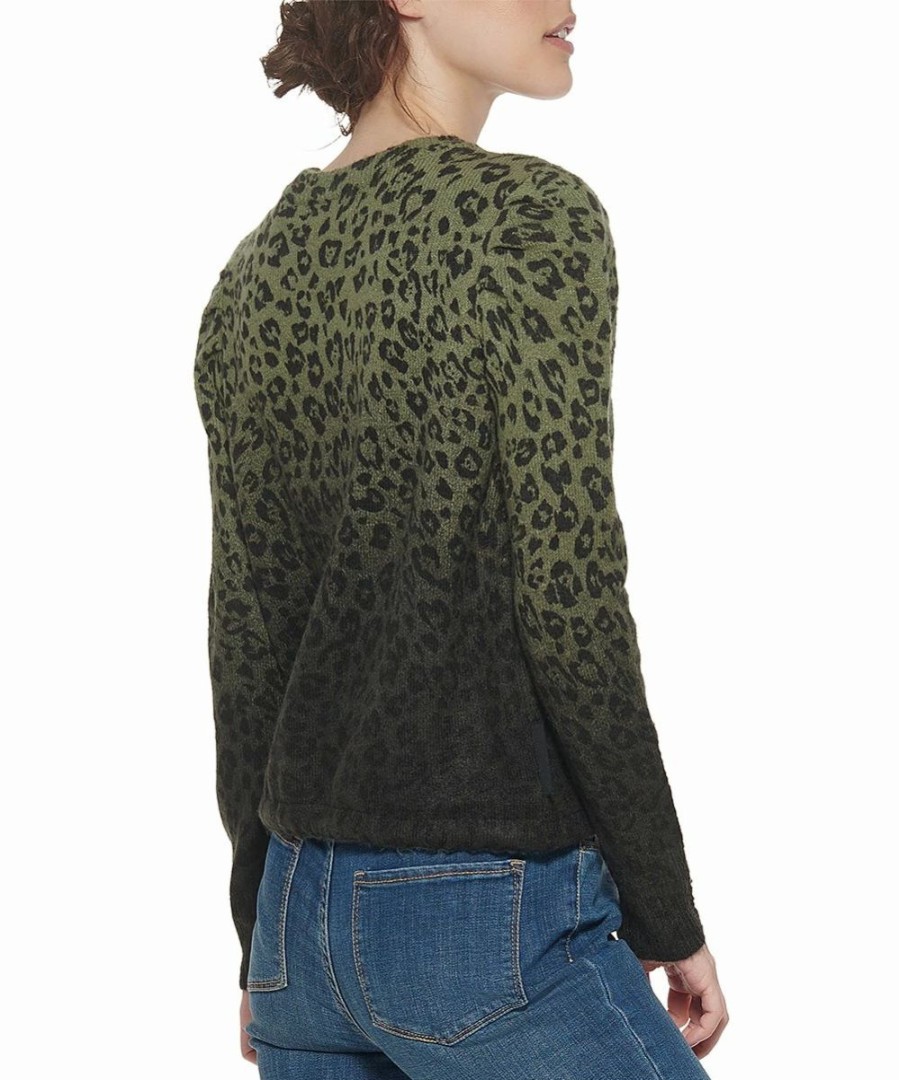 Clothing | * Top 10 Dkny Olivine & Black Leopard Ombre Crewneck Sweater Women