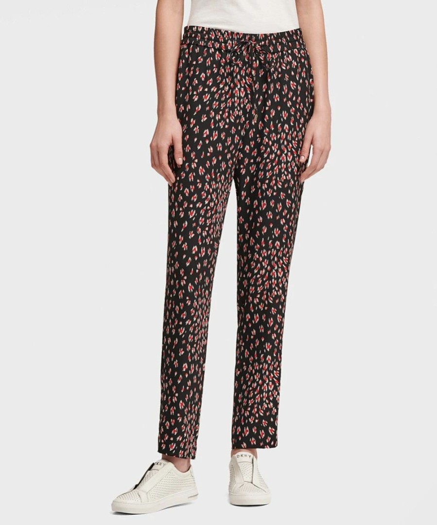 Clothing | * Best Reviews Of Dkny Black & Rouge Floral Straight-Leg Pants Women