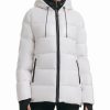 Clothing | * Hot Sale Dkny White & Black Hooded Zip-Up Puffer Coat Women & Juniors