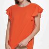 Clothing | * Flash Sale Dkny Molton Orange Ruffle Flutter-Sleeve Top Women