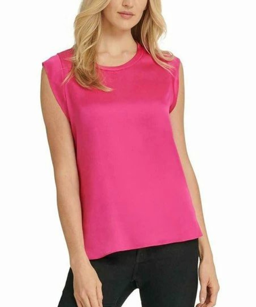 Clothing | * Hot Sale Dkny Med Pink Cap-Sleeve Top Women