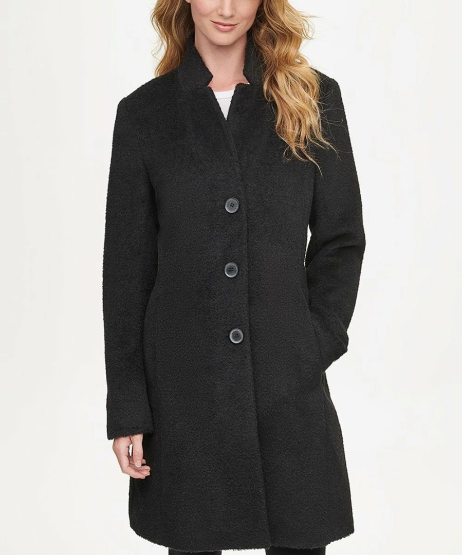 Clothing | * New Dkny Black Notch-Collar Wool-Blend Coat Women