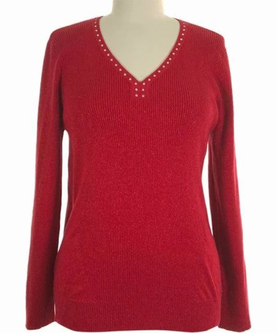 Clothing | * Buy Dkny Pink Jeweled V-Neck Sweater Women