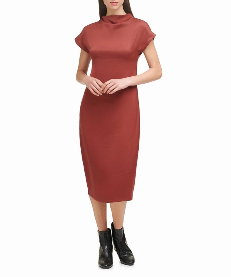 Clothing | * Promo Dkny Whiskey Mock Neck Midi Dress Women