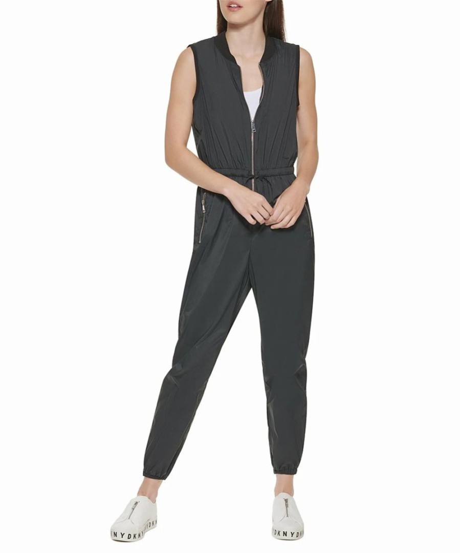 Clothing | * Coupon Dkny Black Zip-Front Sleeveless Jumpsuit Women