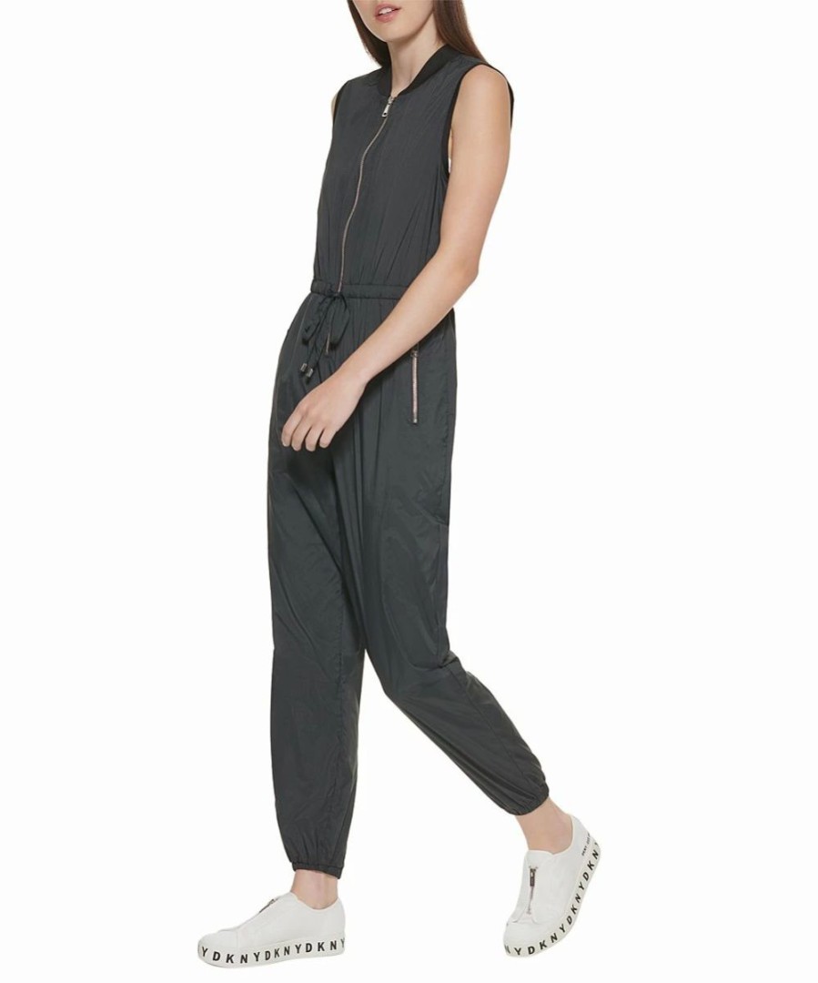 Clothing | * Coupon Dkny Black Zip-Front Sleeveless Jumpsuit Women